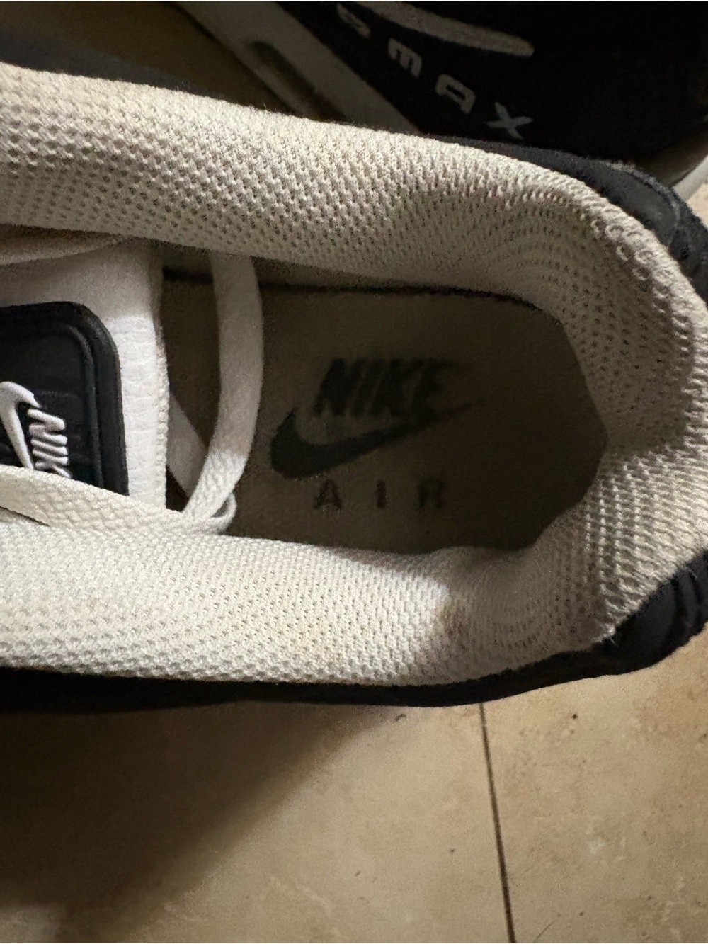 Nike Men’s Black and White Air Sneaker with Cream Lining